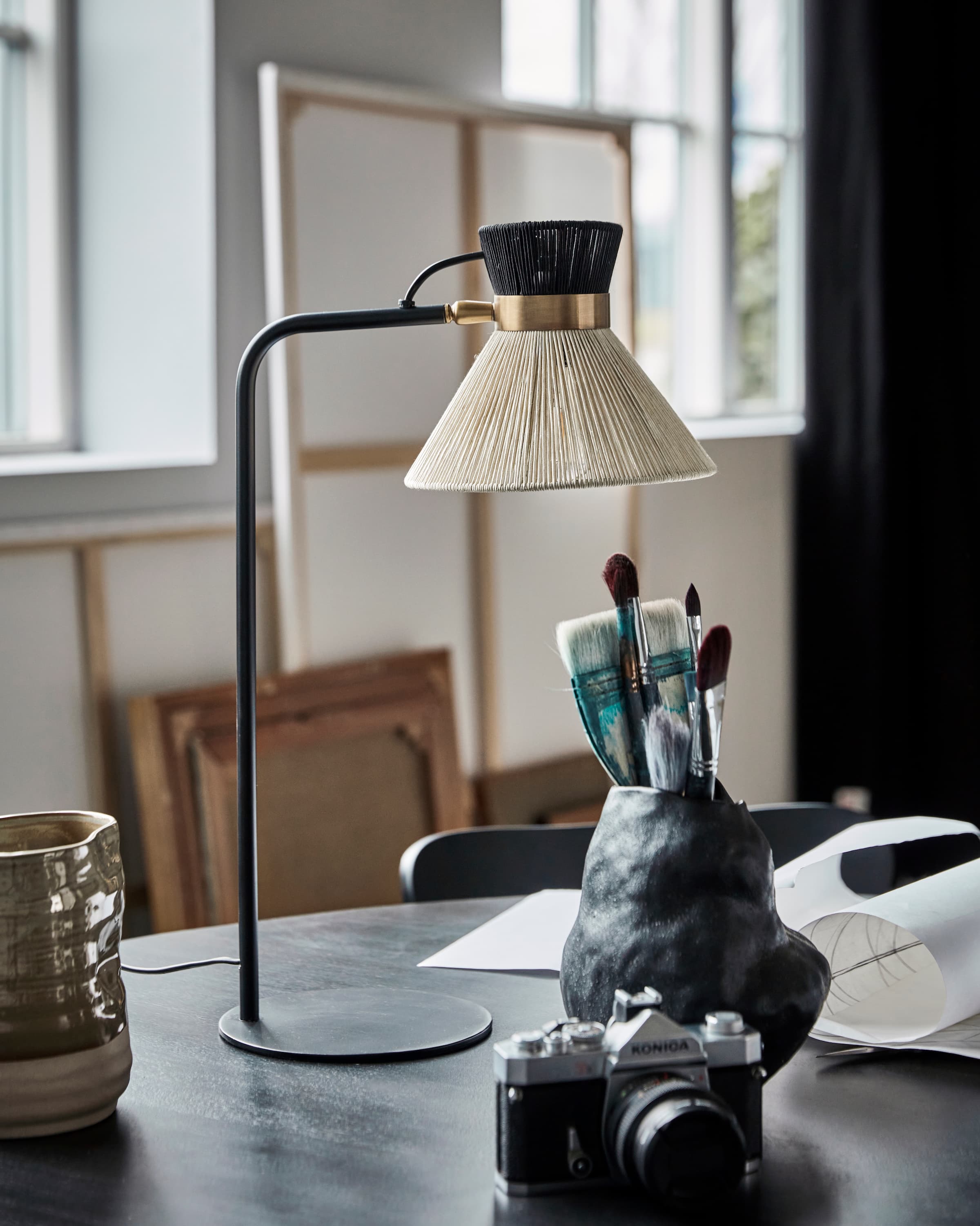 Cord Tischlampe Schwarz