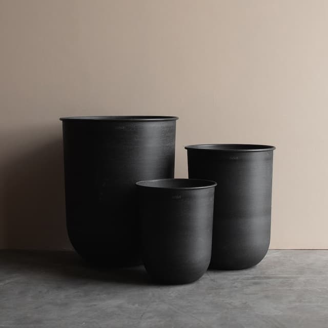 Out Blumentopf Schwarz 3er-Set