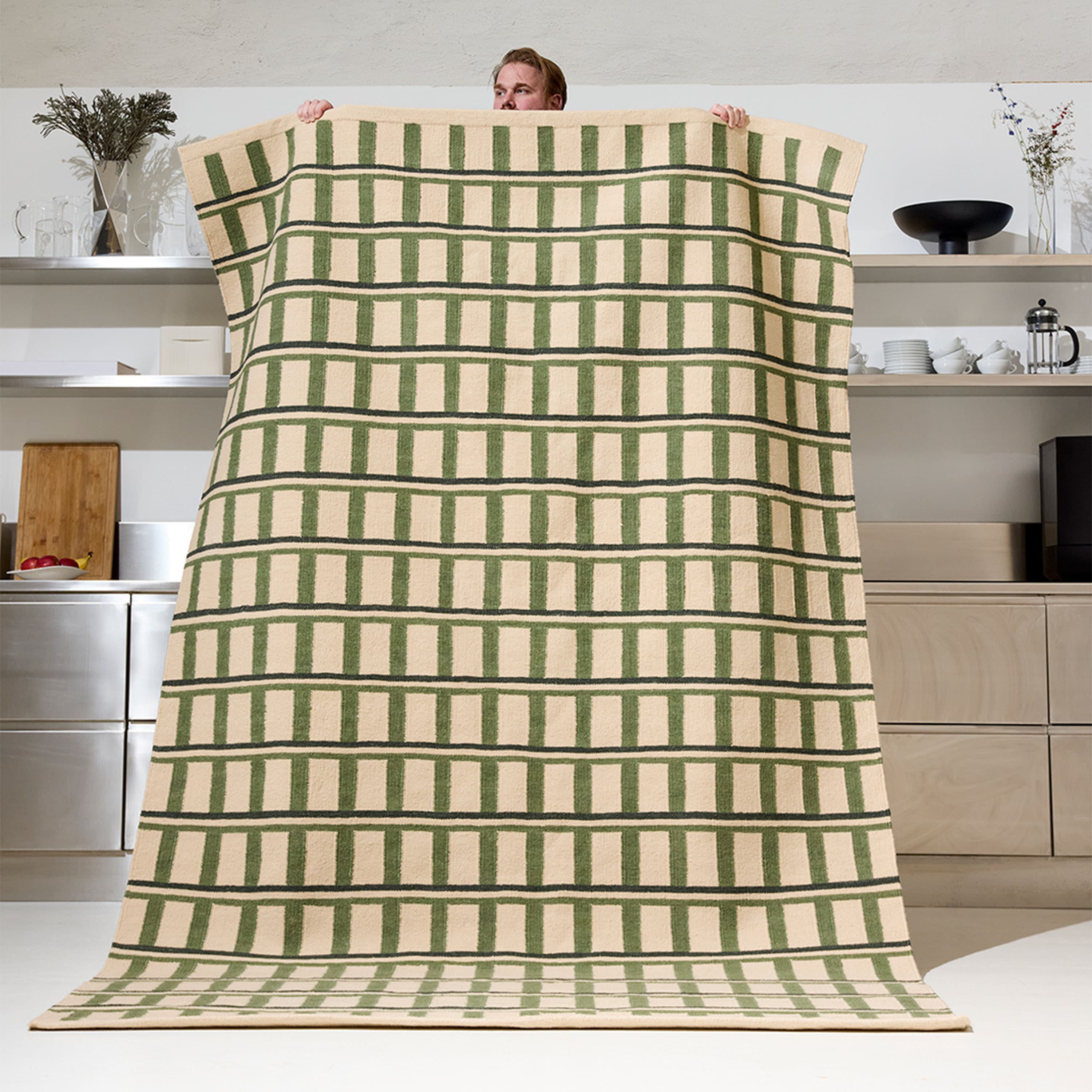 Mysore Wollteppich Off White/Green/Dark Green 180x270