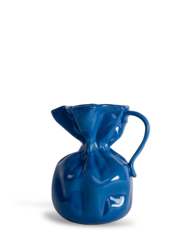 Crumple Vase/Jug Blue 26cm