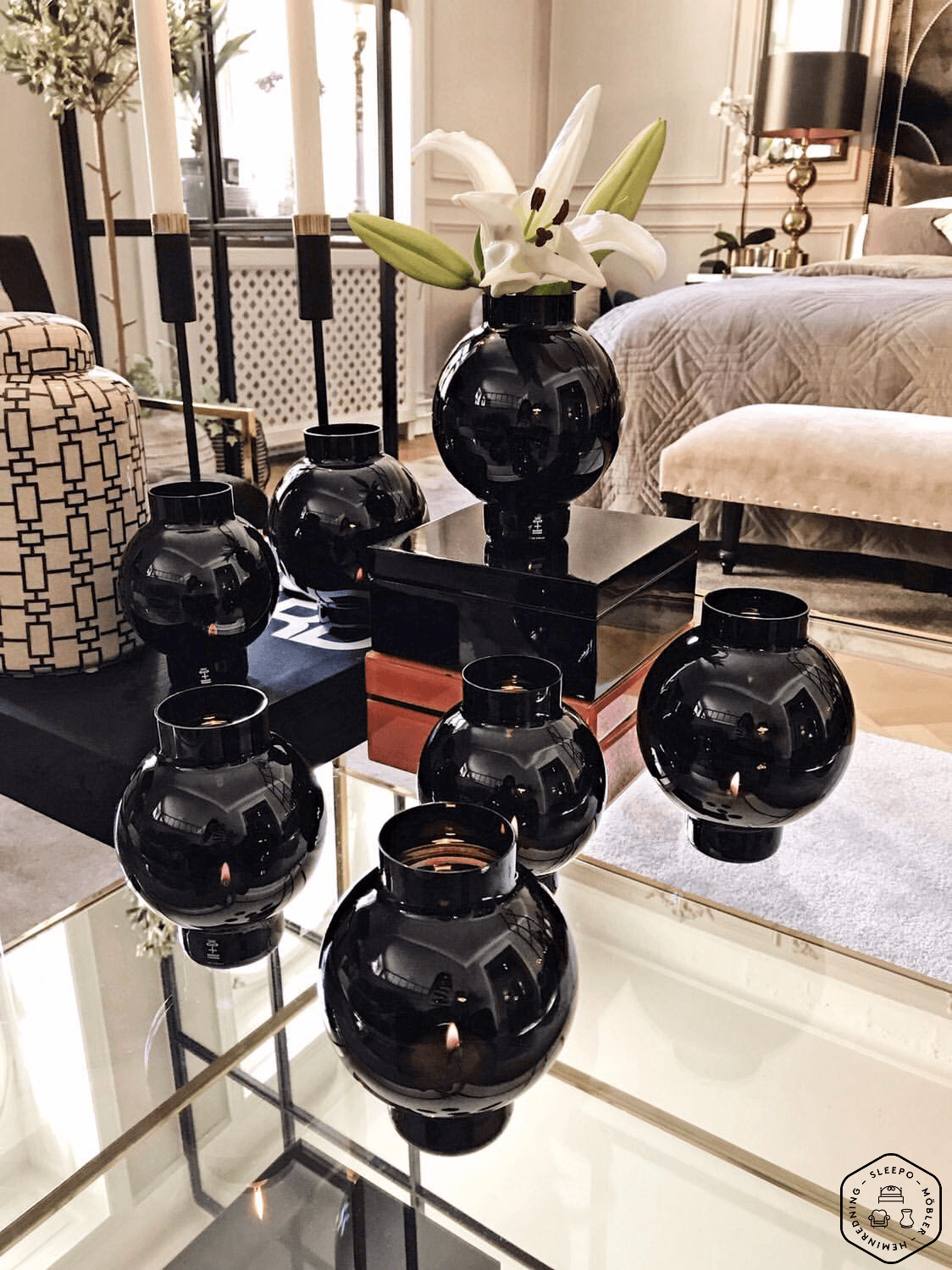Vase/Candle Holder Black 15cm