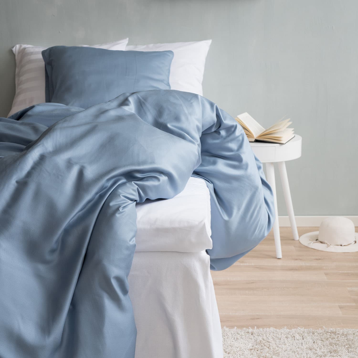 Single Duvet Cover Set Bamboo Sky Blue 150x210cm/50x60cm