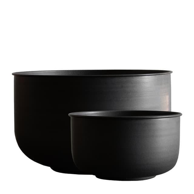 Out Wide Pot Black Set of 2