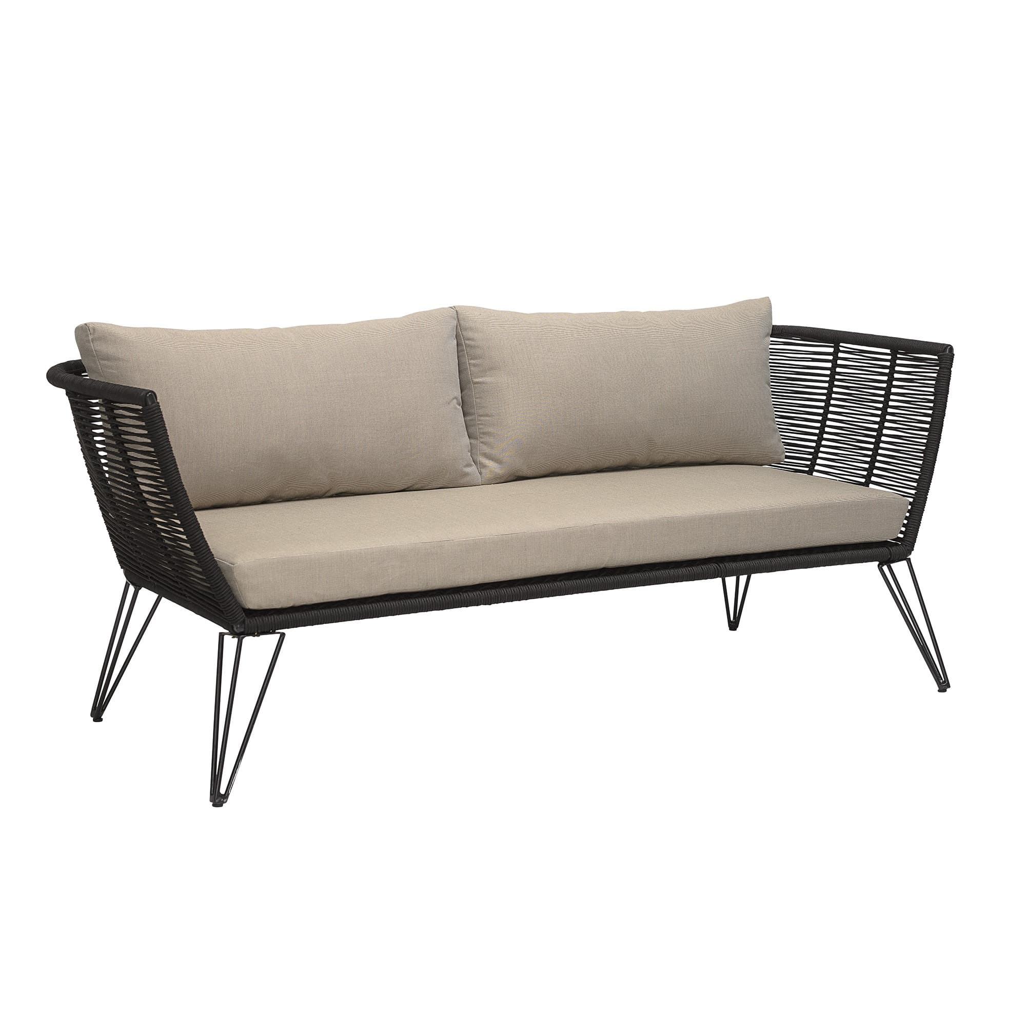 Mundo Loungesofa Schwarz/Natur 175cm