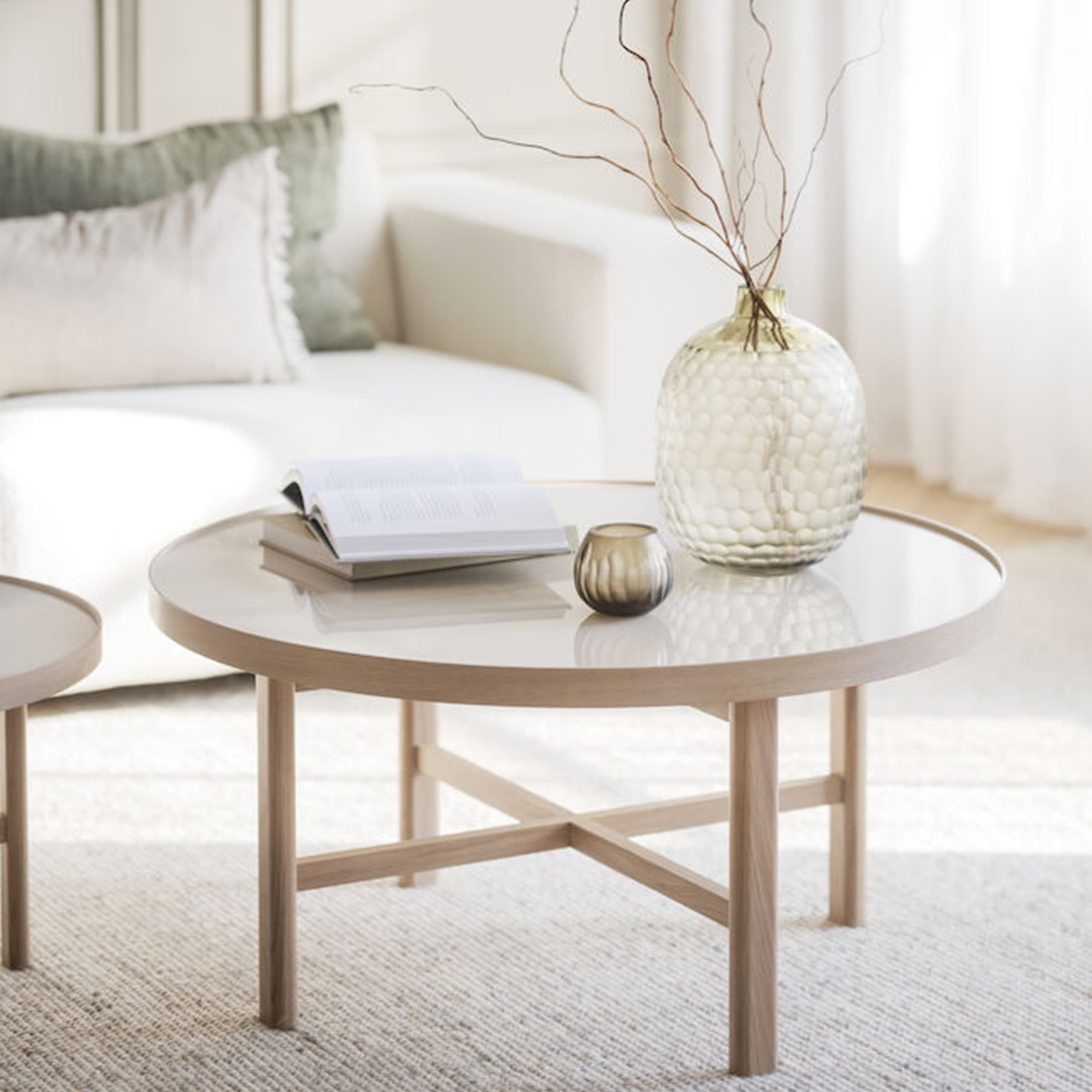 Marsden Coffee Table Beige/White Washed Ø90