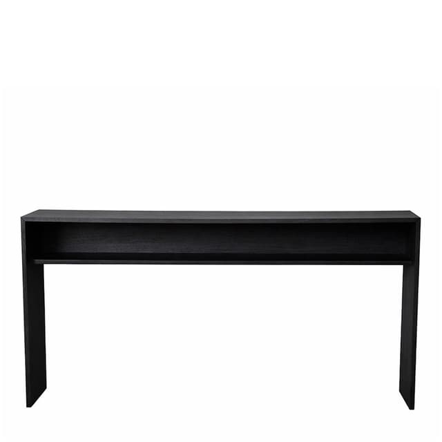 Esme Console Table with Shelf Black Stained Oak 160cm