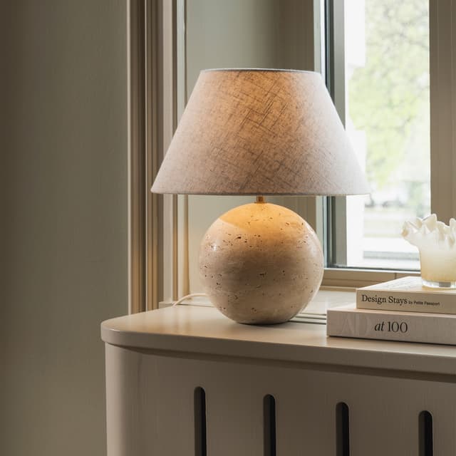 Castello Table lamp Beige travertine 35cm