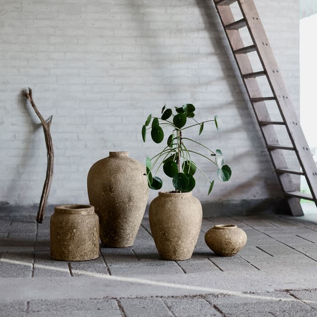 Luna Blumentopf Beige Terrakotta Ø35