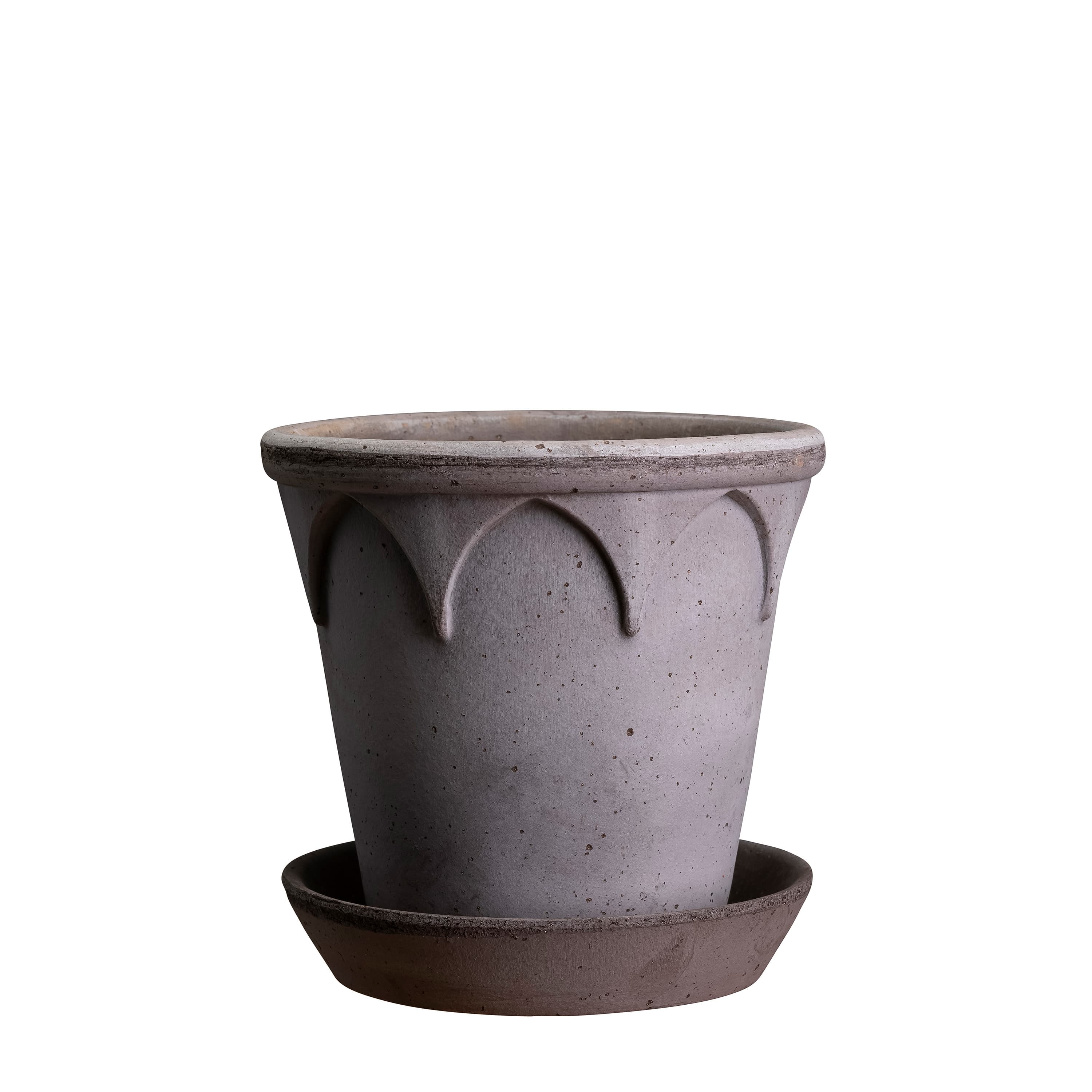 Elizabeth Pot with Saucer Raw Grey Terracotta Ø18