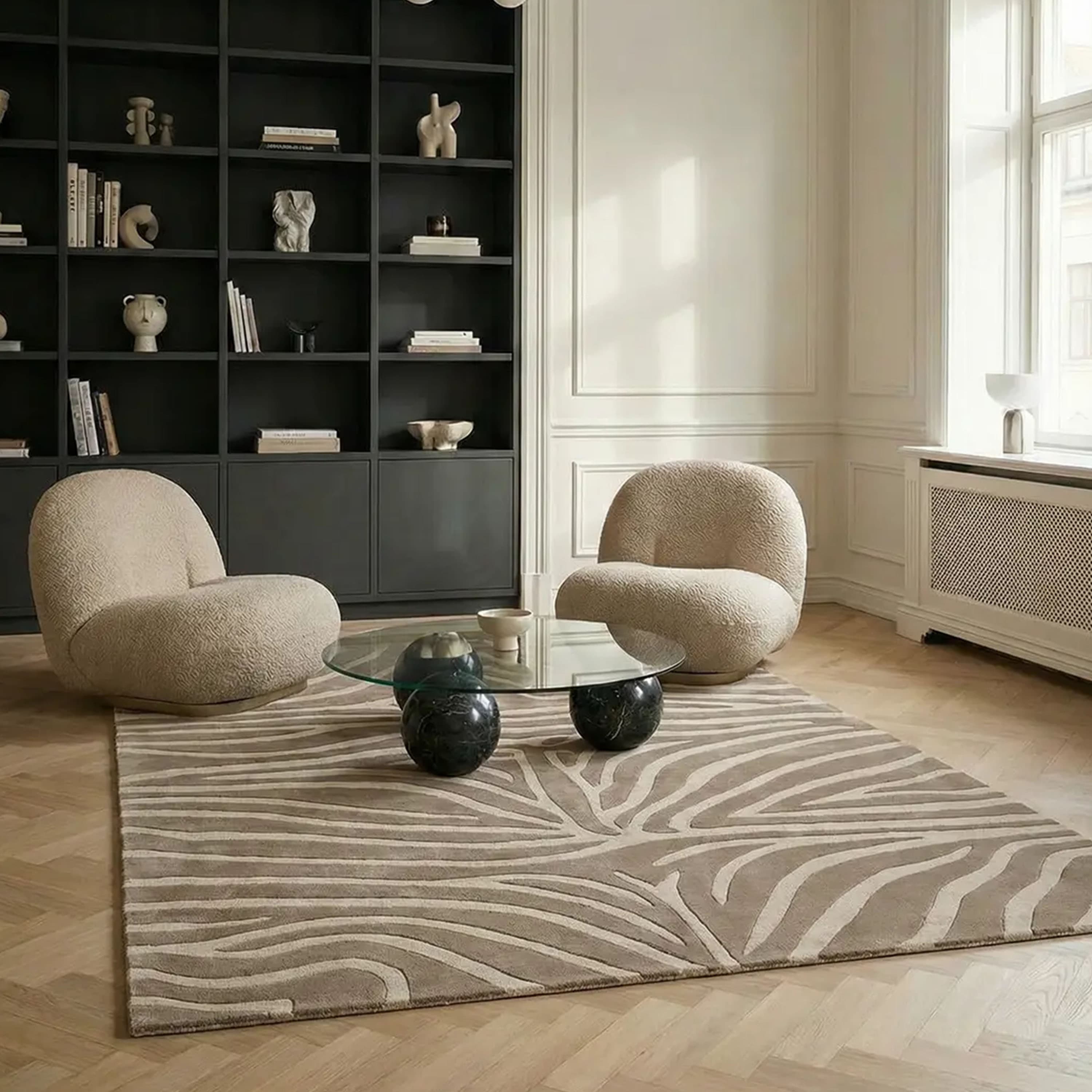 Zebra Wollteppich Beige 170x230