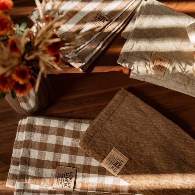 Misty Serviette Leinen Edge Almond 45x45 4er-Pack