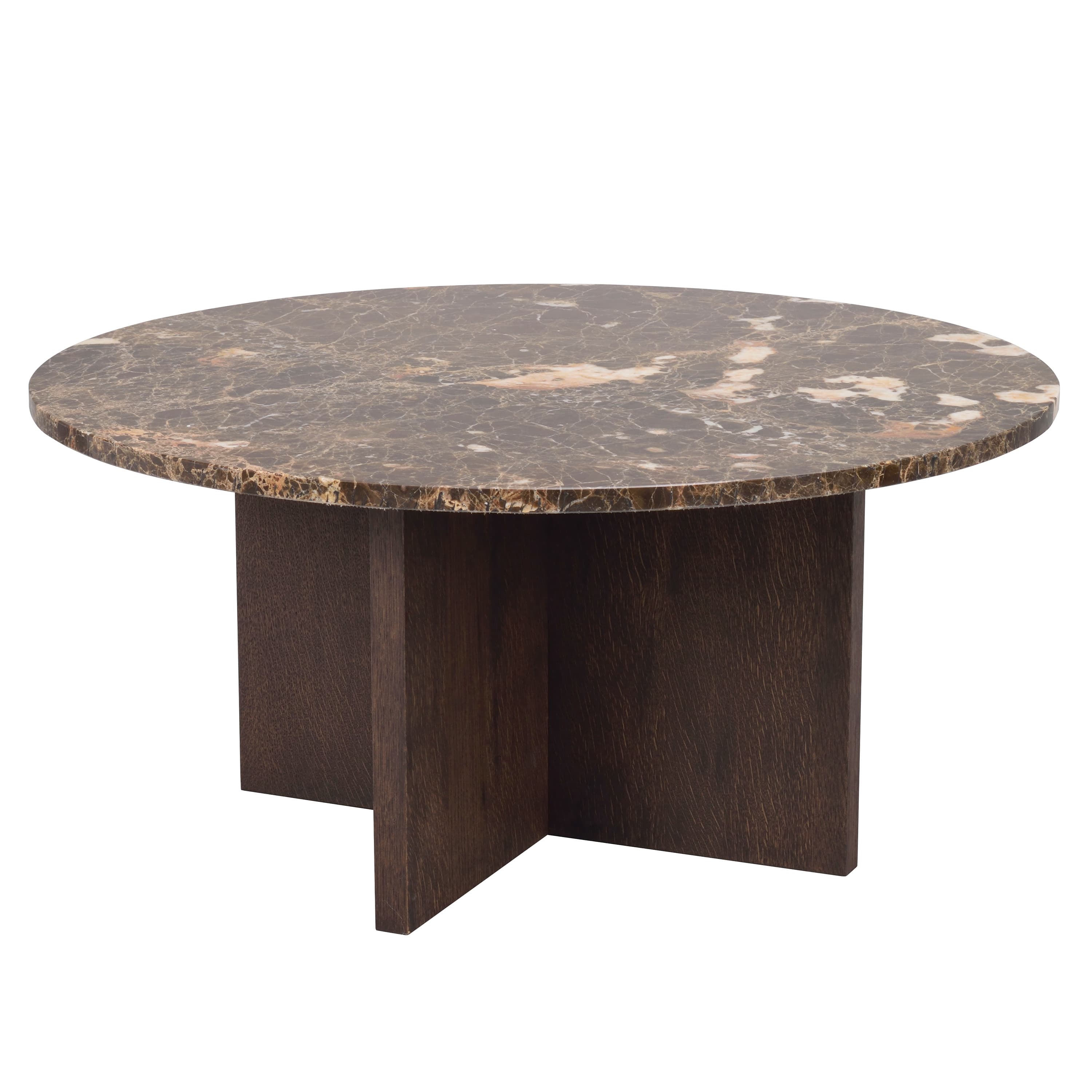 Brooksville Couchtisch Braun Marmor/Eiche Ø90