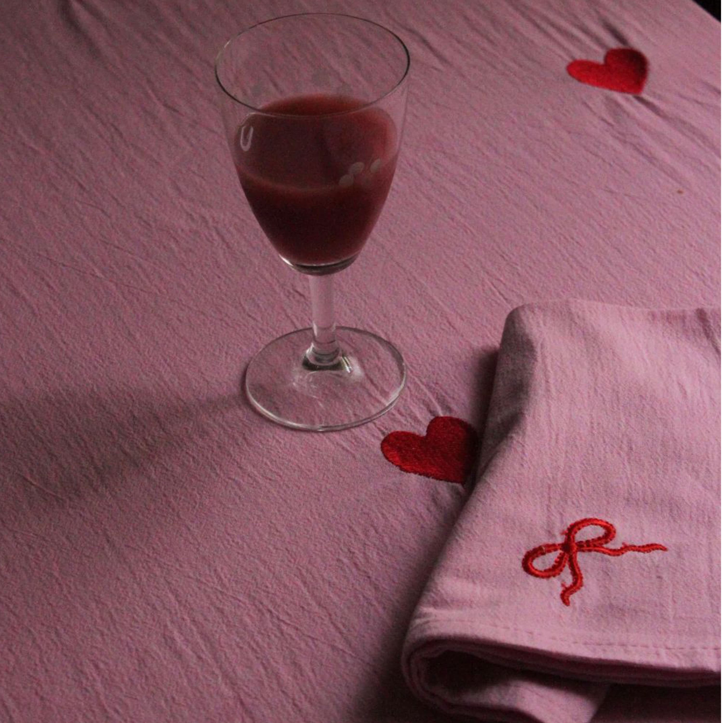 Pink Heart Tablecloth 145x330
