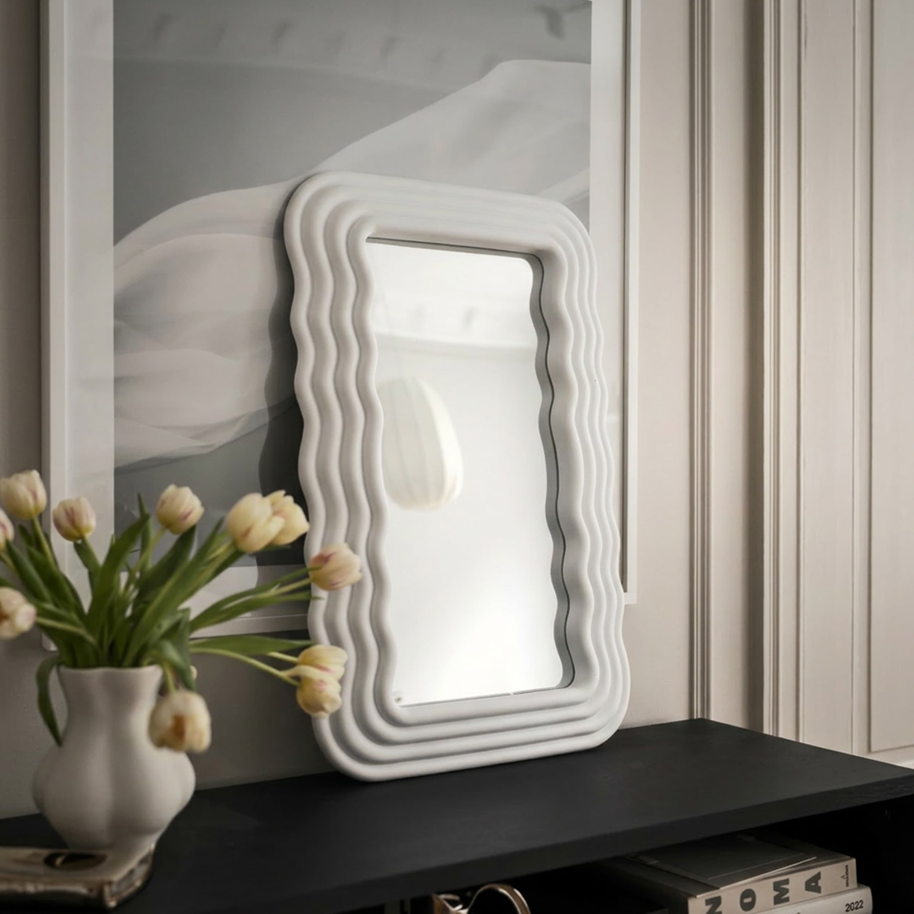 Wave Spegel Matt Vit 80x50
