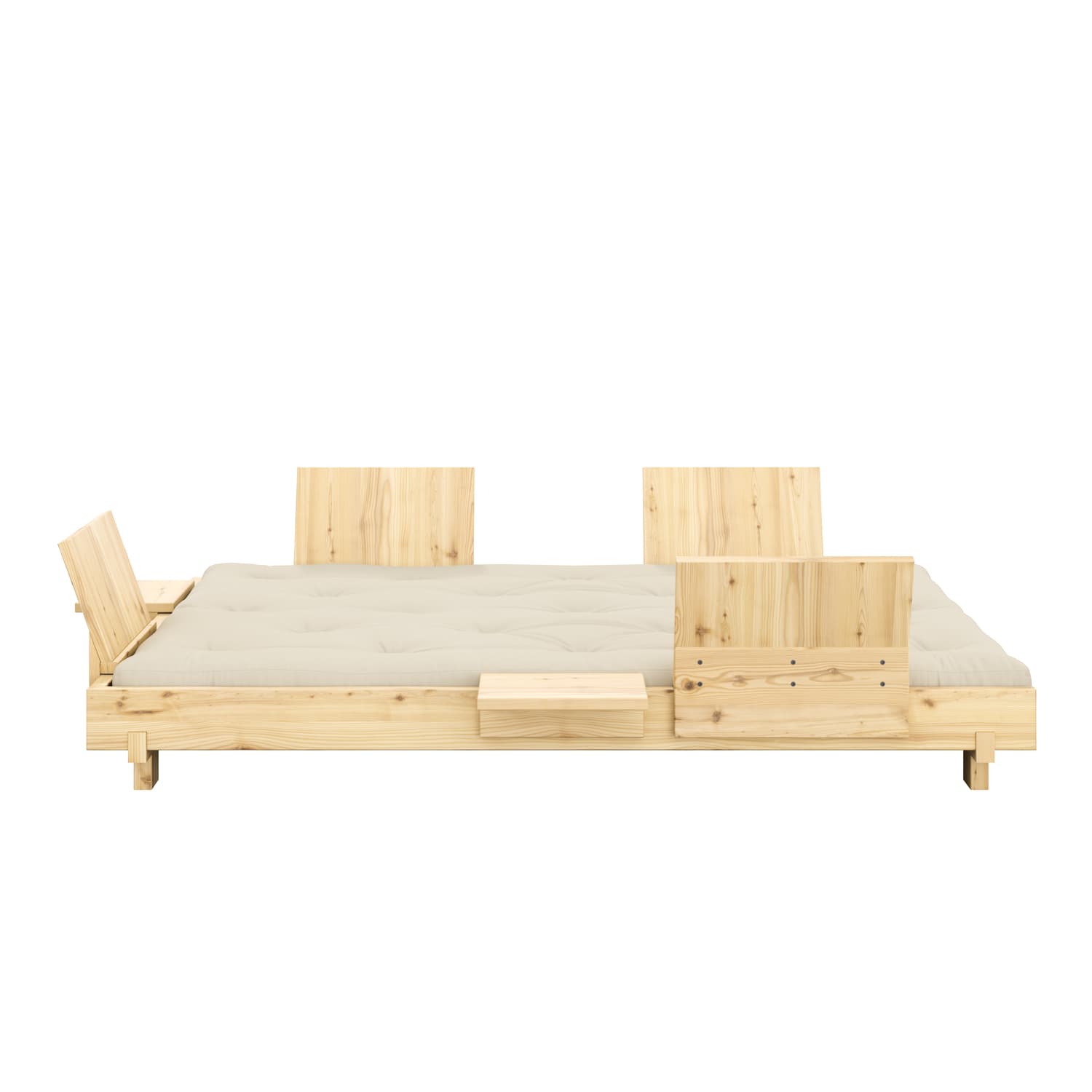 Social Schlafsofa Natur/Beige 140cm inkl 4 Rückenlehnen/Seitentisch