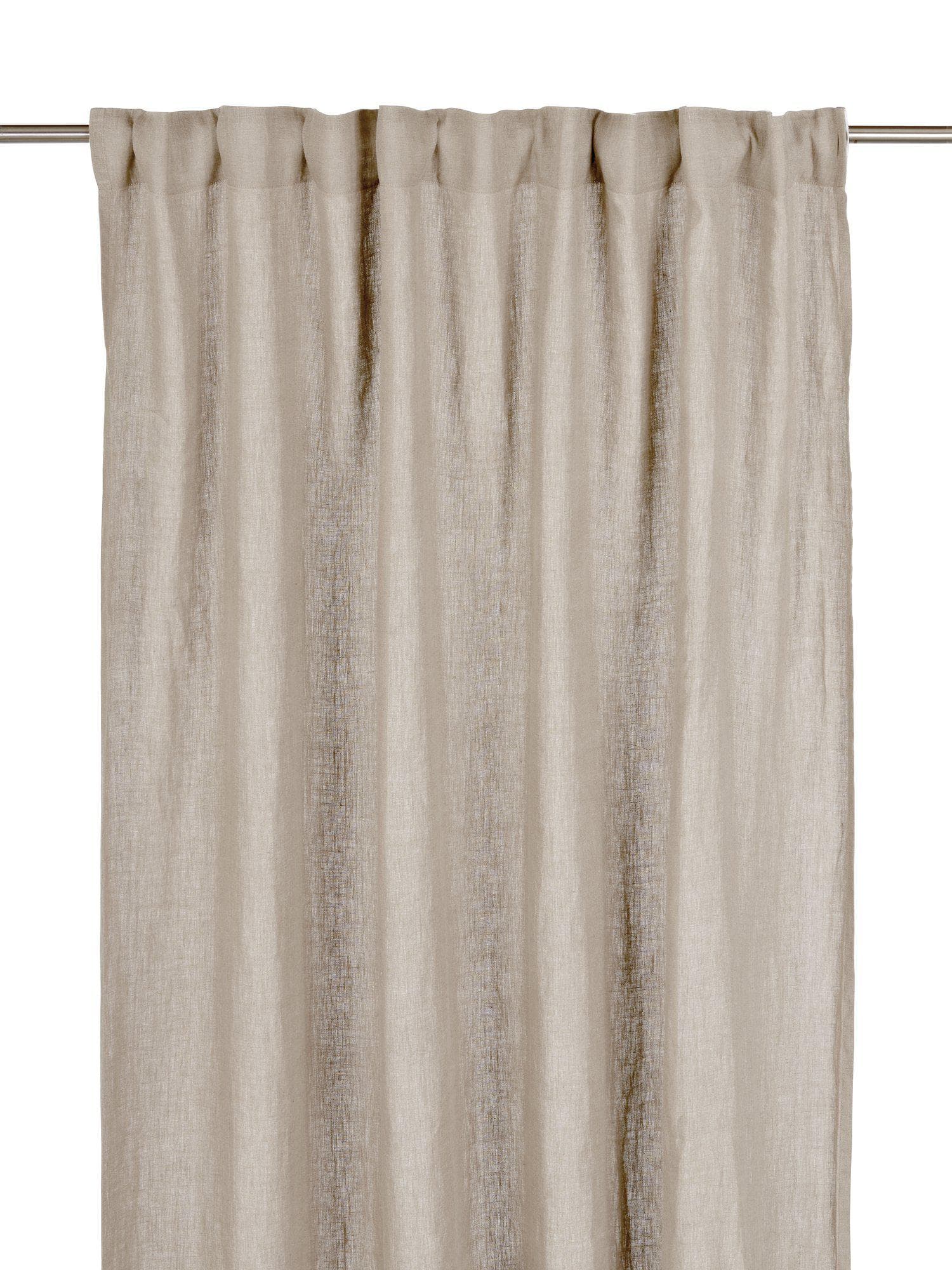 Julie Linen Curtain Length Linen/White 145x280 cm Set of 2