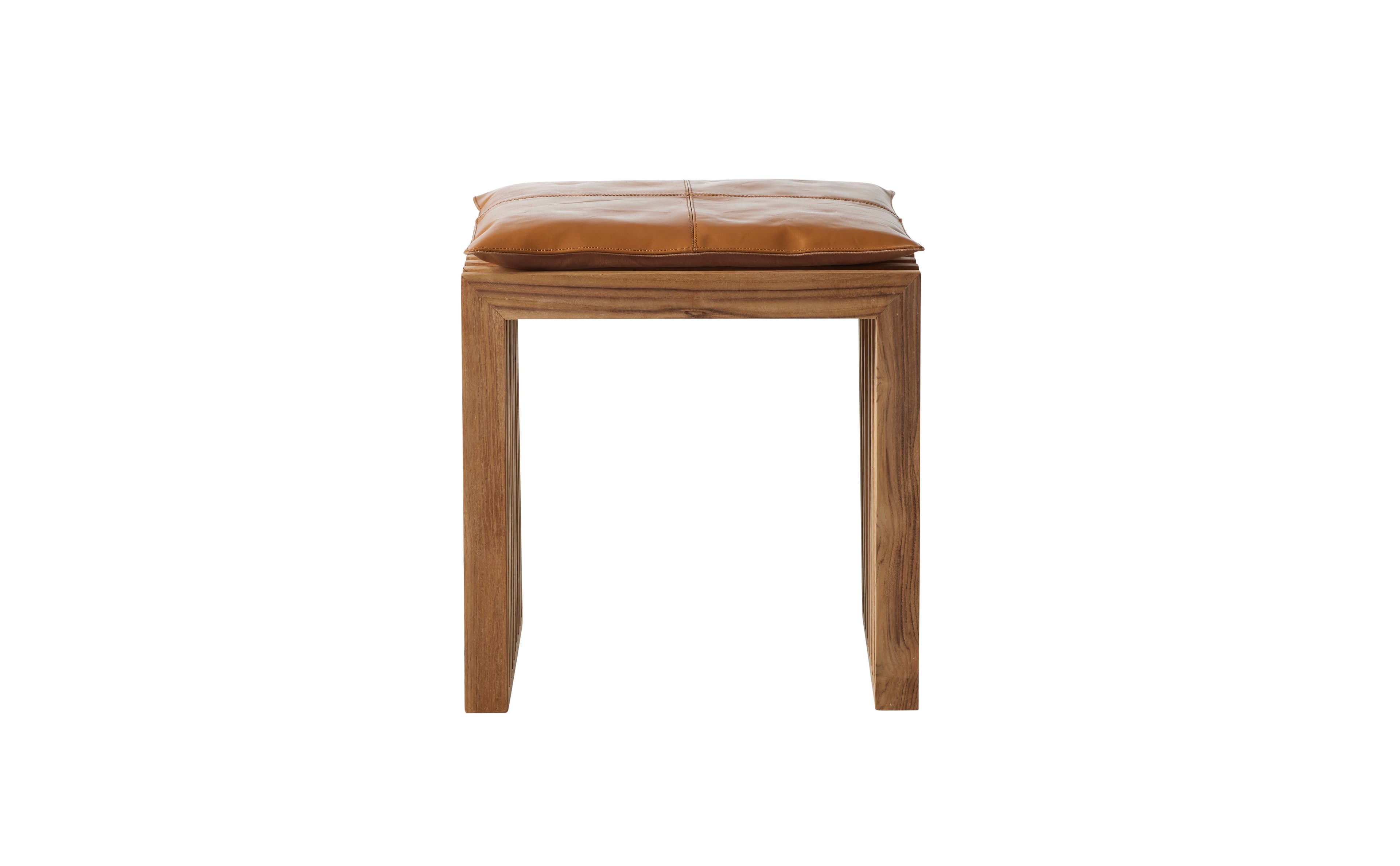 Rib Schemel Teak/Braun 45cm