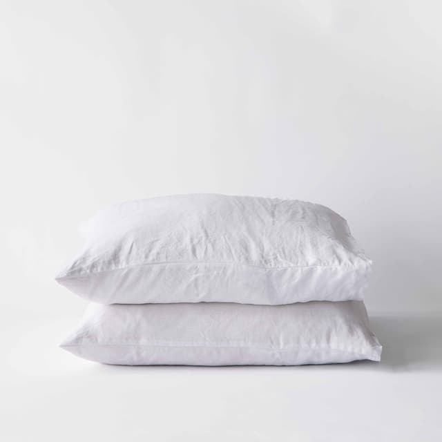 Pillowcase Linen Bleached White 50x60 Set of 2