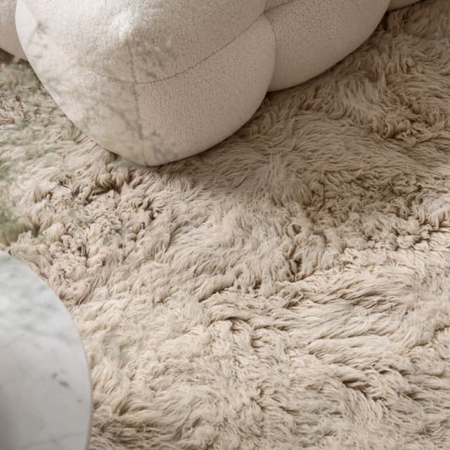 Fluffy Flokati Teppich Greige 170x240