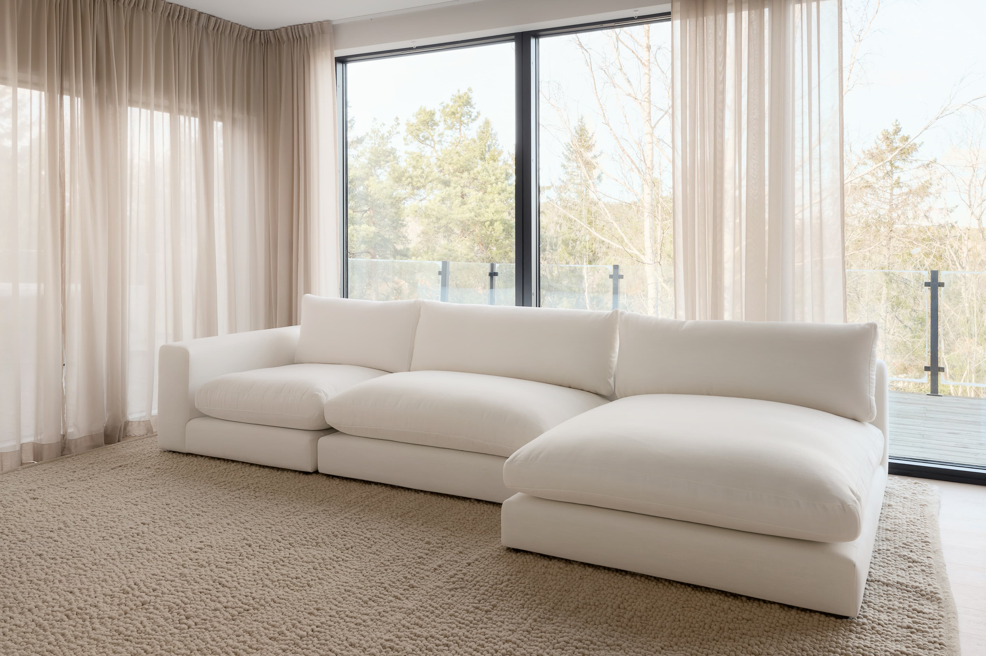 Capri 1,5-Sitzer Sofa-Modul mit linker Armlehne Weiß 142cm