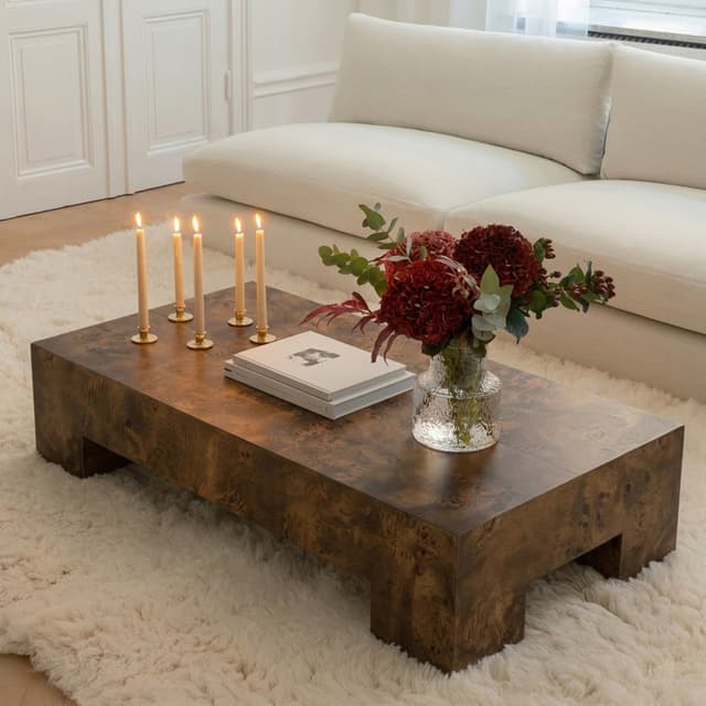 Chunky Coffee Table Brown Stained Poplar 130x70