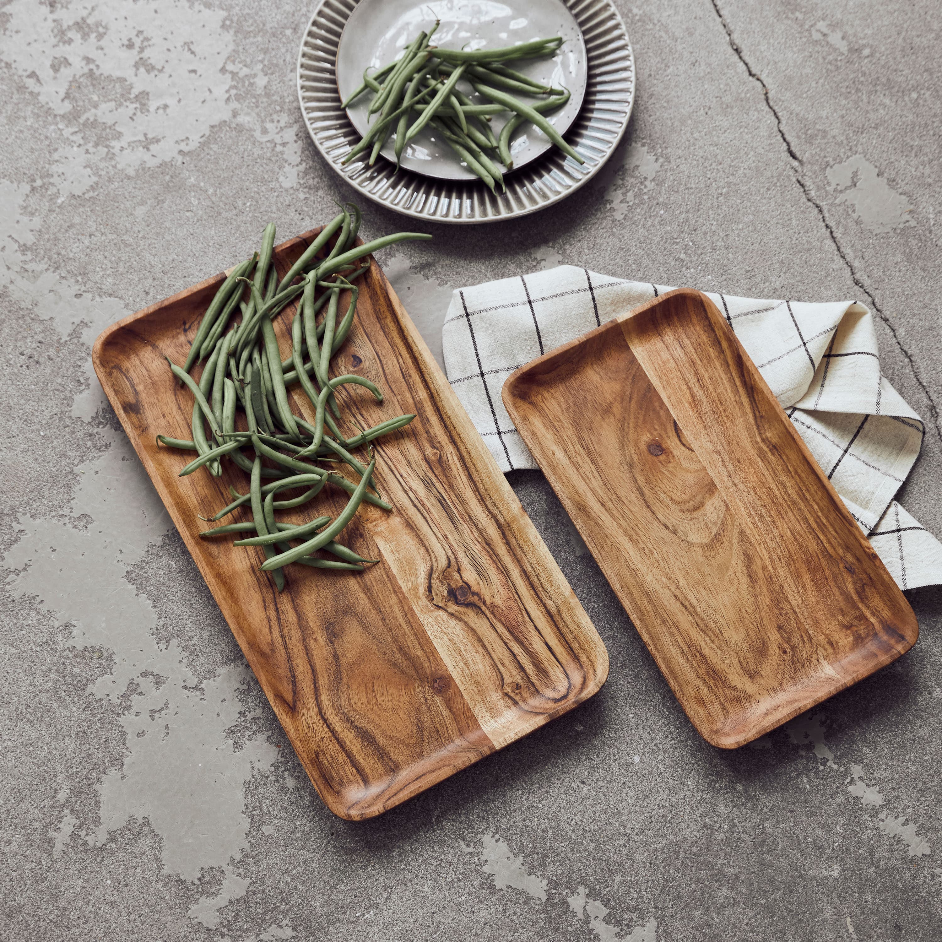 Wood Trays Natural Set of 2