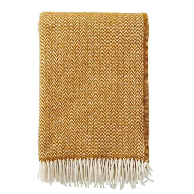 Chevron Organic Wool Throw Caramel