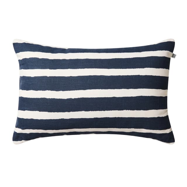 Block Stripe Outdoor Zierkissen Blau/Off White 40x60