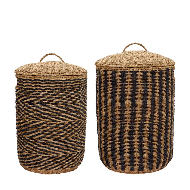 Cesto Wäschekorb Natur/Schwarz 2er-Set