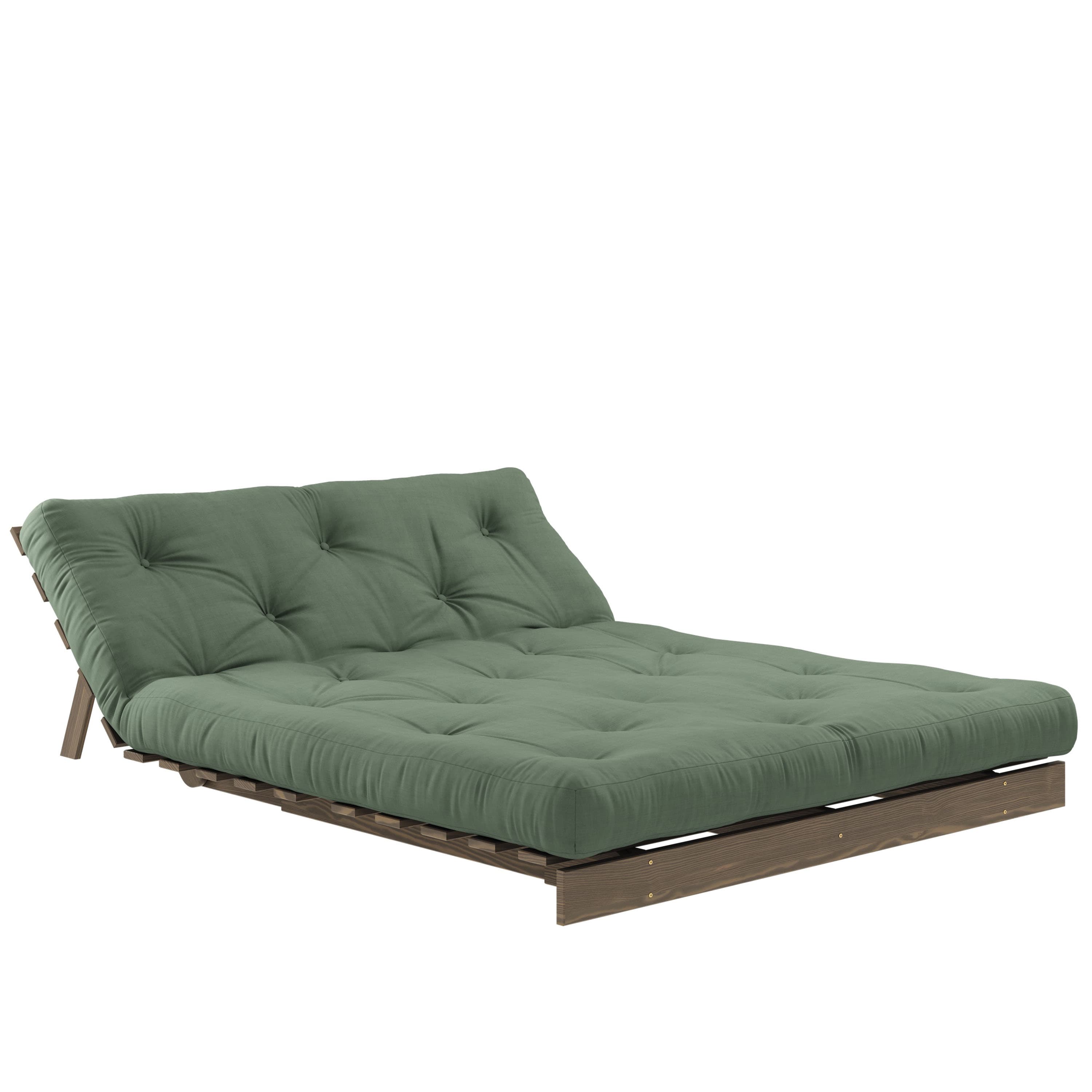 Roots Schlafsofa Braun/Olivgrün 140cm