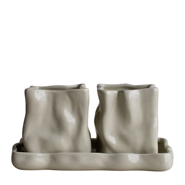 Herb Blumentopf Glänzend Creme Ø8 2er-Set