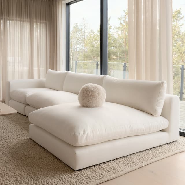 Capri 1.5-seater Chaise Module Right Armrest White 142x155