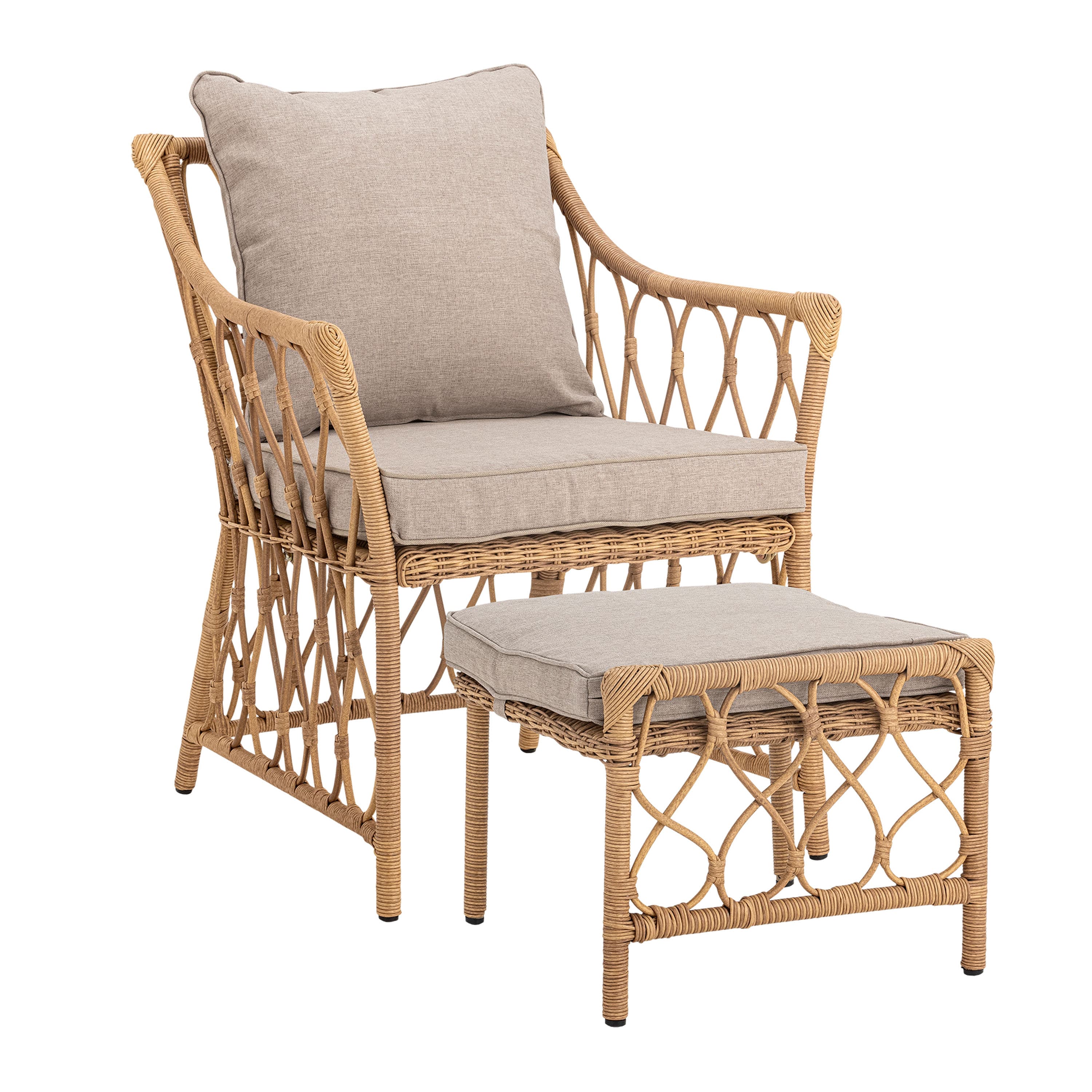 Belluce Sessel mit Fußhocker Natur