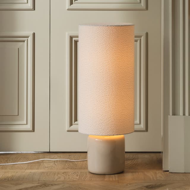 Florian Stehlampe Weißer Bouclé/Beige 80cm