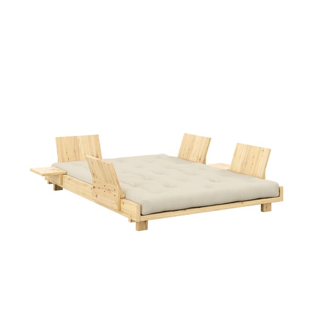 Social Schlafsofa Natur/Beige 140cm inkl 4 Rückenlehnen/Seitentisch