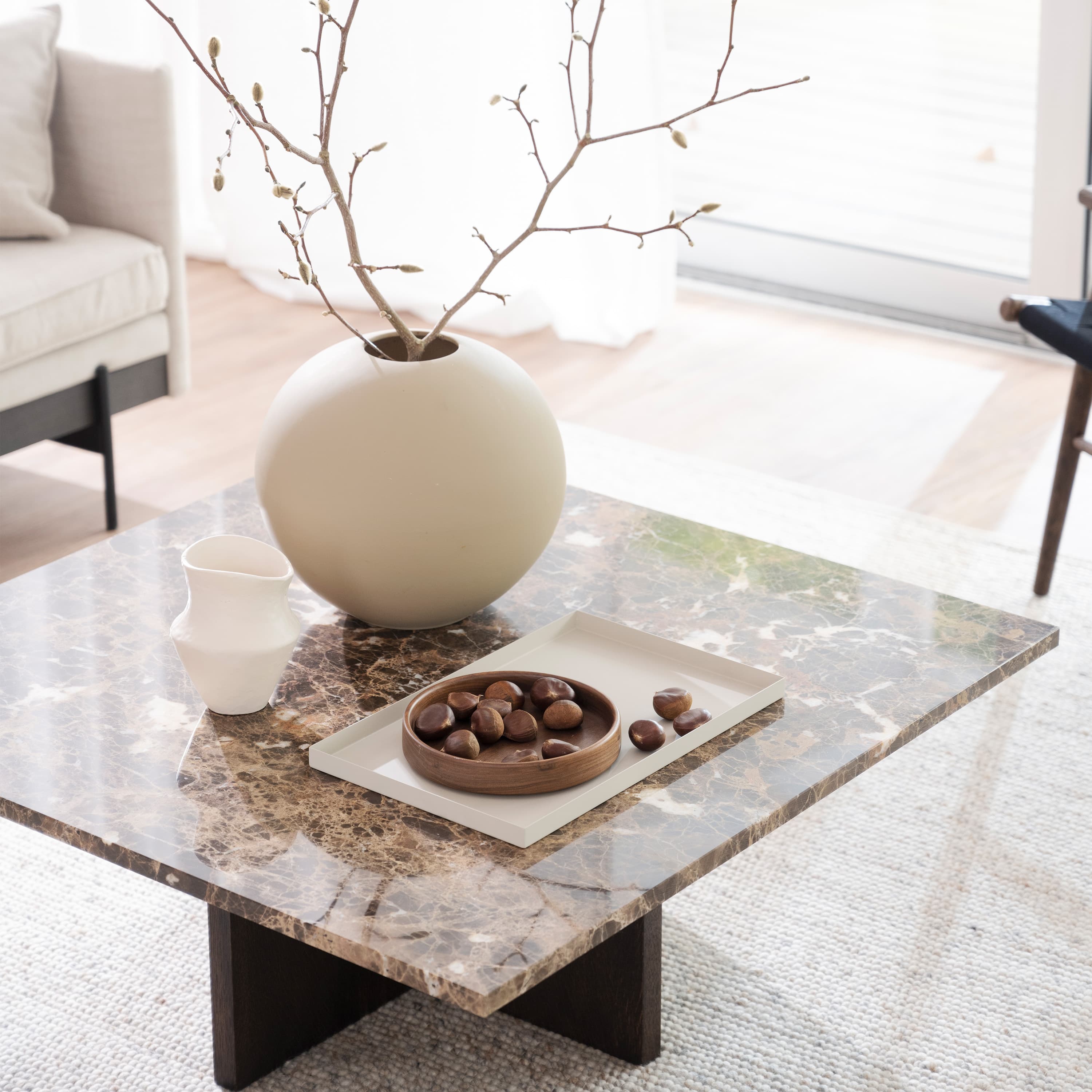 Brooksville Couchtisch Braun Marmor/Eiche 90x90 cm