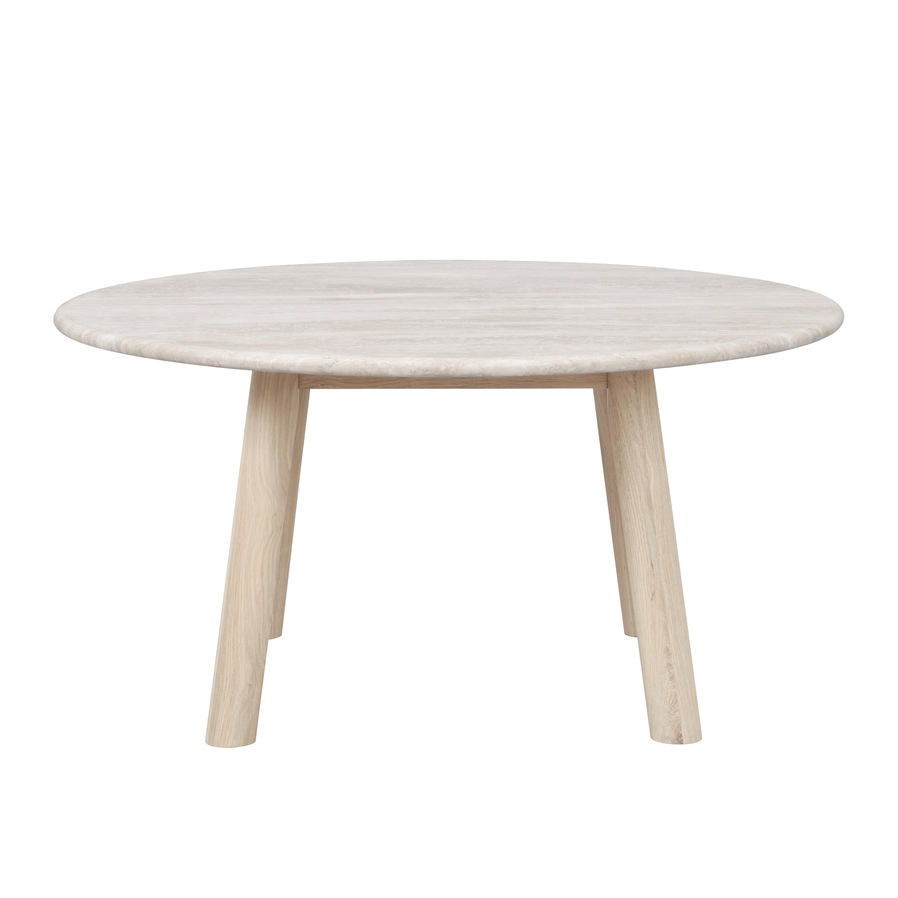 Taransay Coffee Table Beige Travertine/White-pigmented Oak Ø90