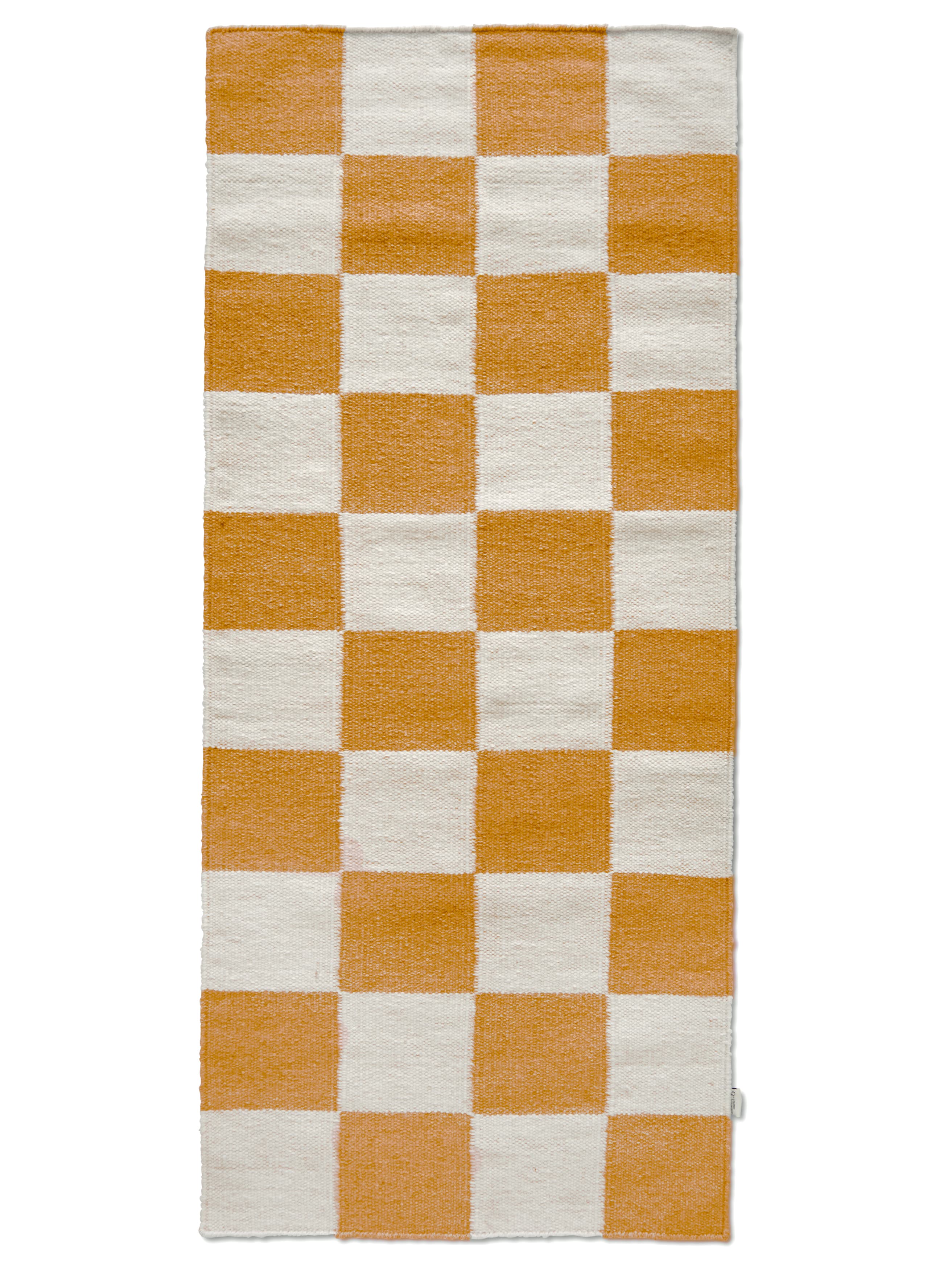 Squares Fußmatte aus Wolle Weiß/Gelb 80x200