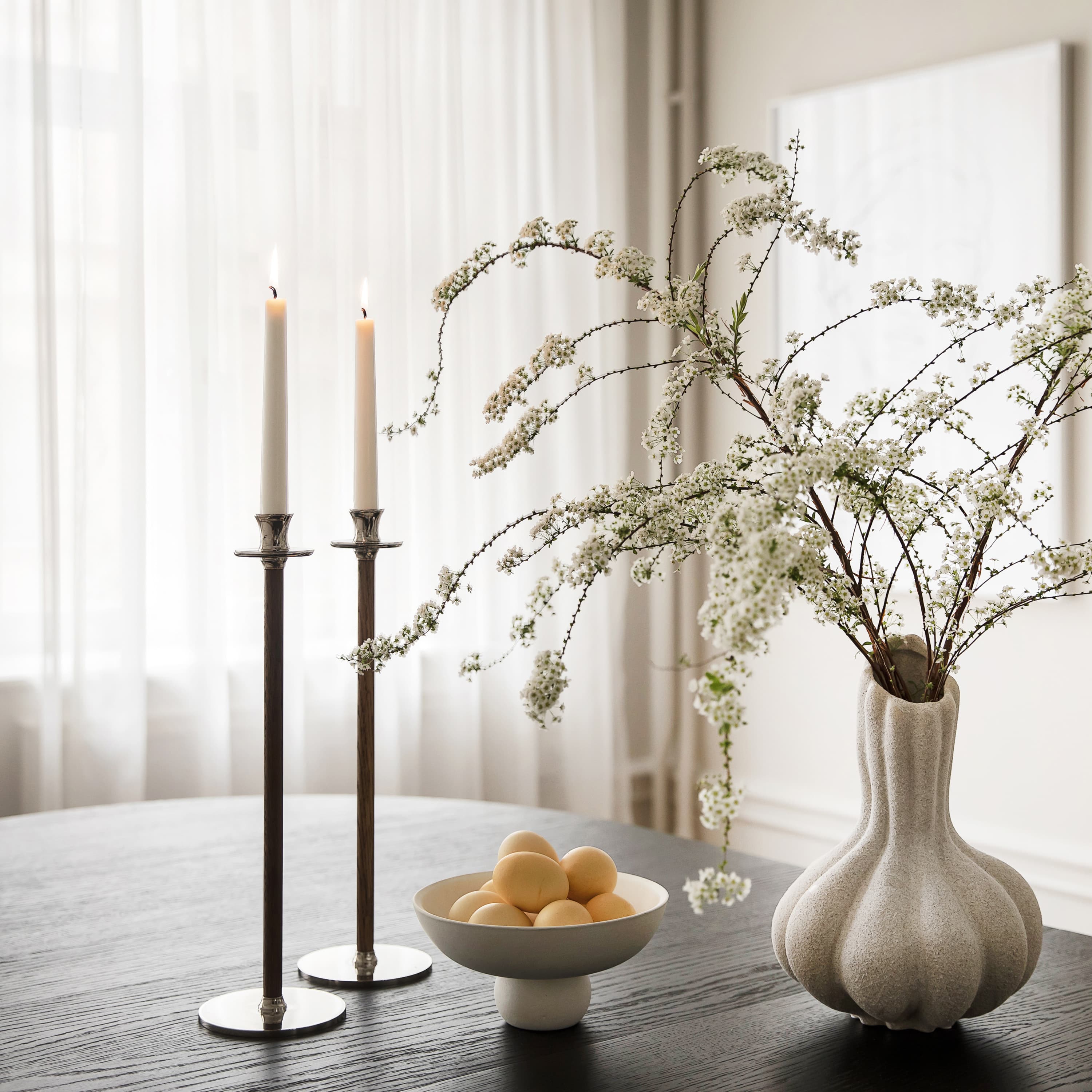 Alto Basso Kerzenhalter Silber 39cm