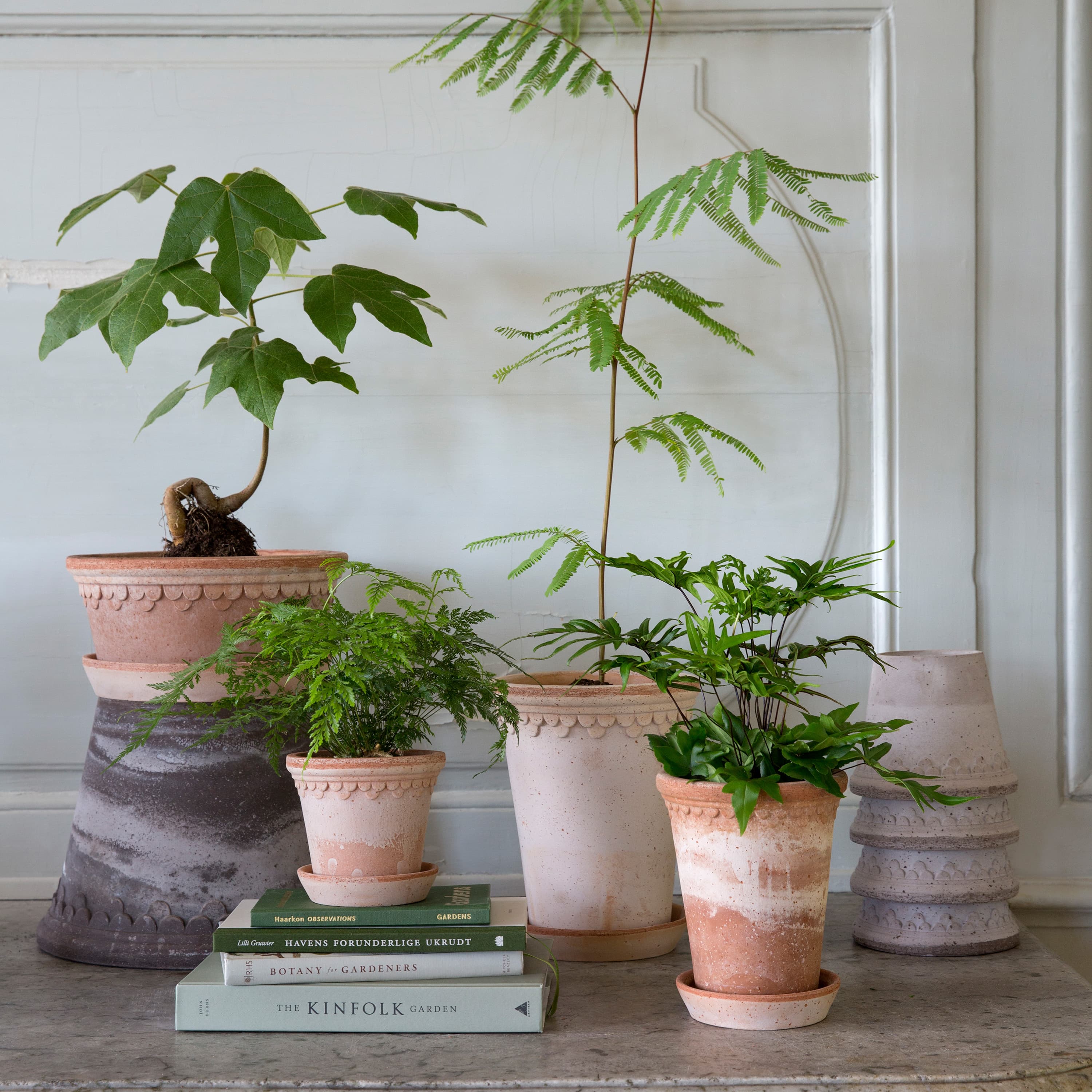 Københavner Tall Planter with Saucer Raw Pink Terracotta Ø18