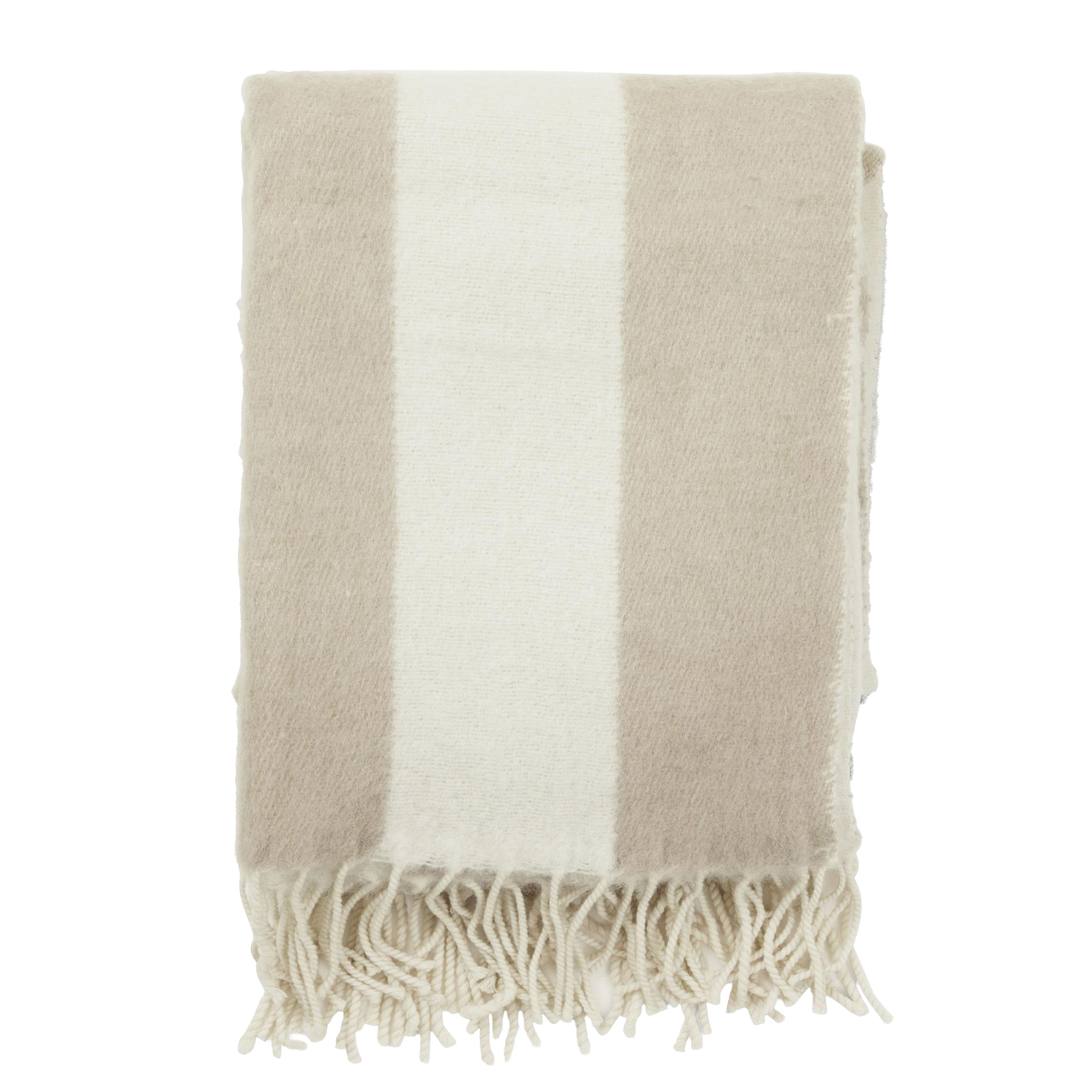 Zara Blockstripe Throw Beige/White 130x170