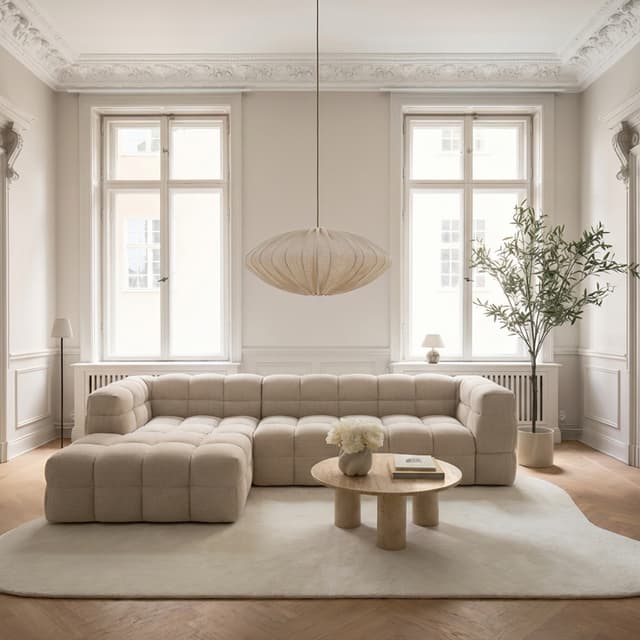Billie Divansofa Links Beige Bouclé