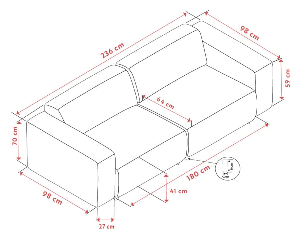 Willard 3-Sitzer Sofa Beige