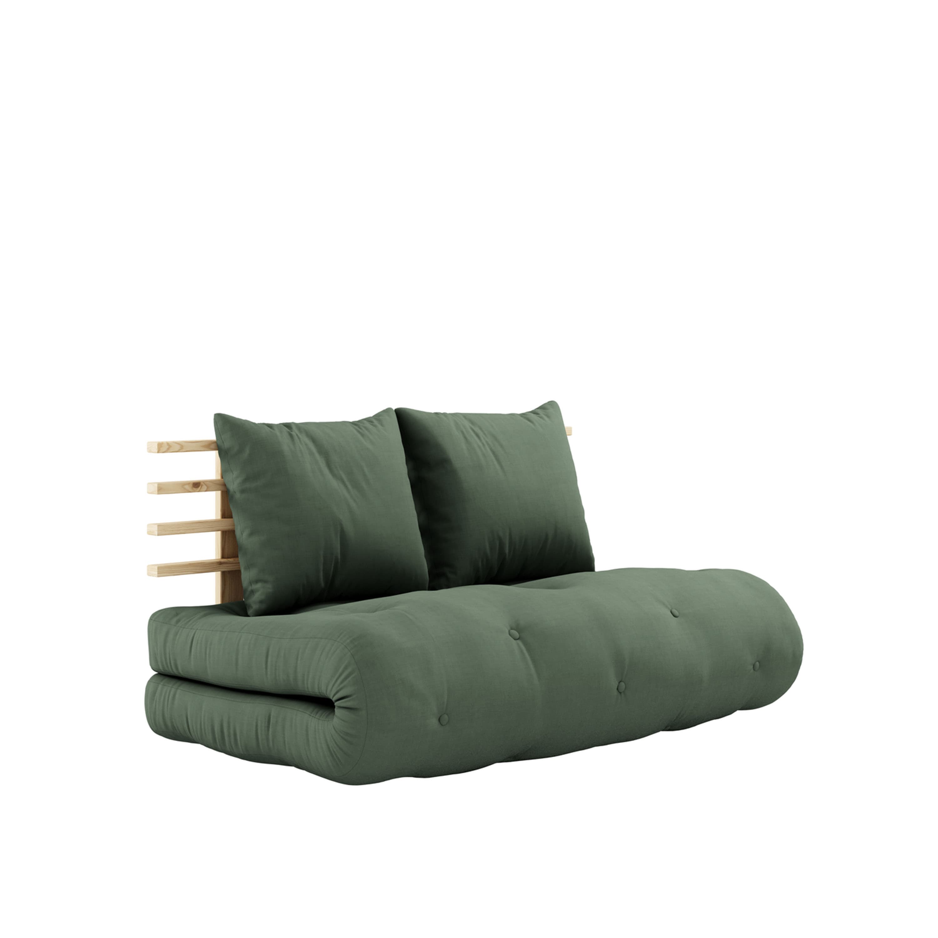 Shin Sano Schlafsofa Natur/Olivgrün 140 cm