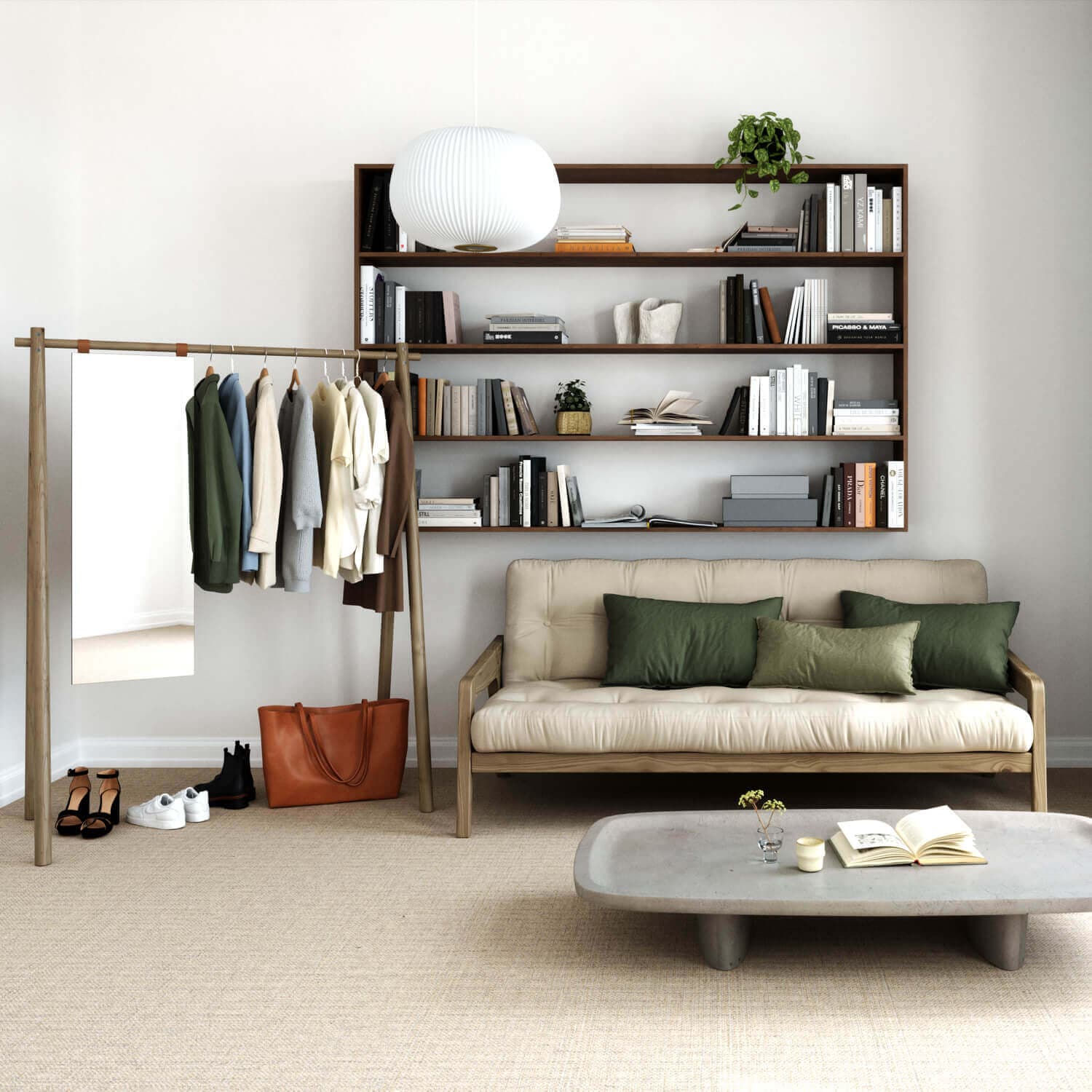 Grab Sofa Bed Brown/Olive Green 204cm