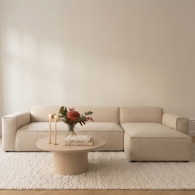 Bobbie 4-Sitzer Sofa mit Recamiere rechts Beige 322 cm