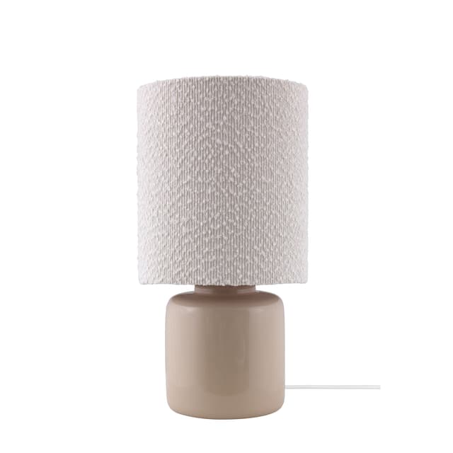 Florian Tischlampe Weißer Bouclé/Beige 39cm
