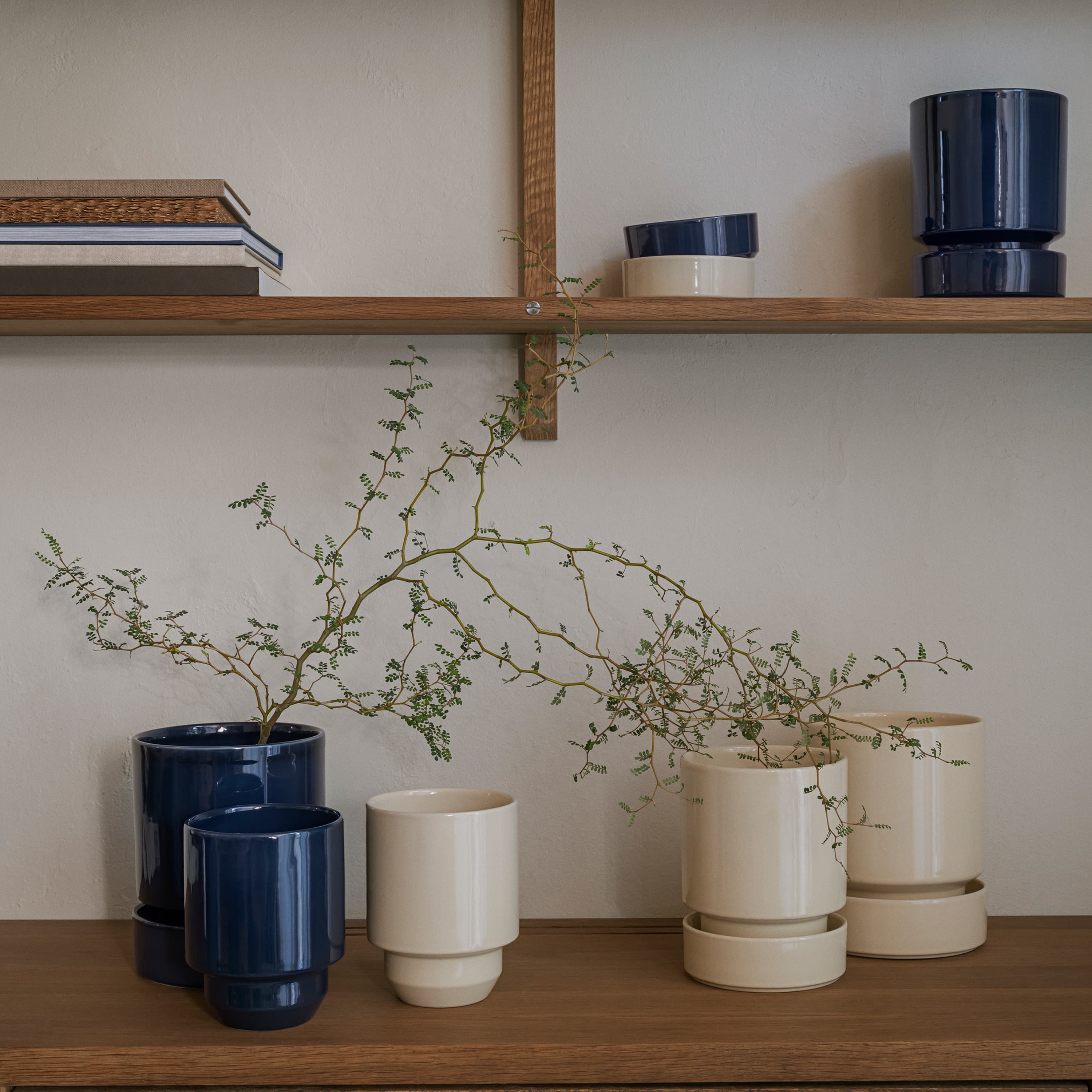 Hoff Pot with Saucer Glazed Sandstone Ø16