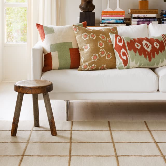 Laya Kissenbezug Leinen Aqua/Apricot Orange 50x50