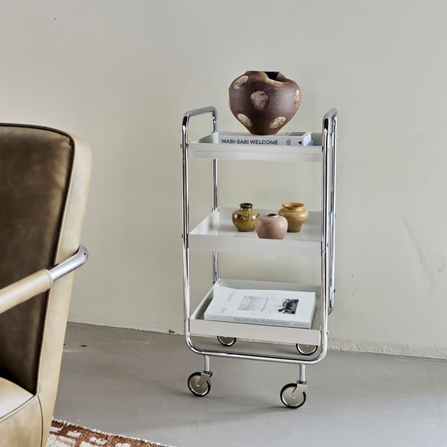 Roll Servierwagen Off-White/Silber 42x85